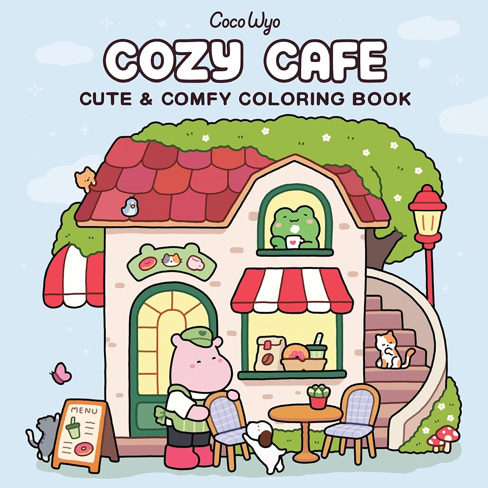 Cozy Cafe: Coloring Book for Adults and Kids (Cozy Spaces Coloring) cover image